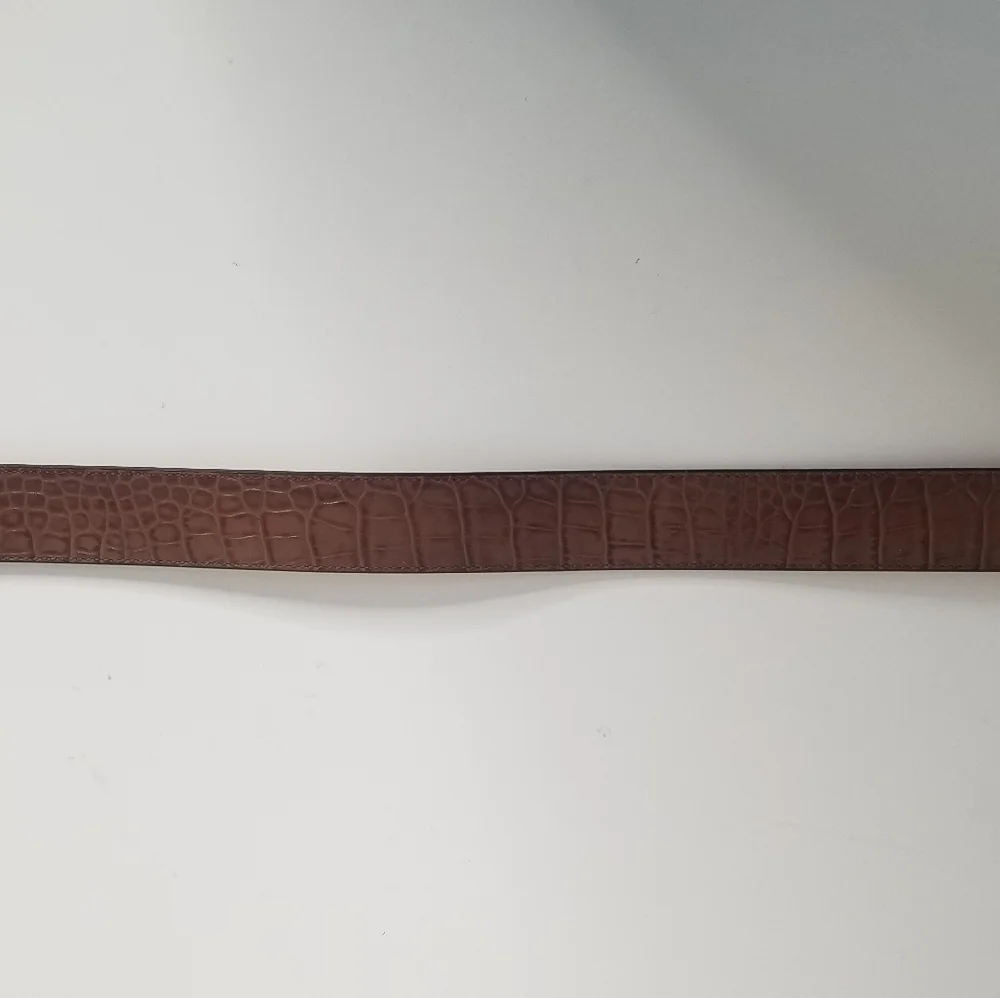 NWT Cole Haan Wide Croc Embossed Woodbury Brown Belt Size S